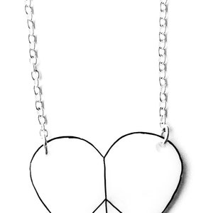 Peace Heart Necklace Valentine's Peace and Love Black and White CND Peace Symbol image 1