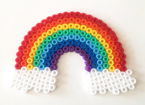 Rainbow Pixel Bead Magnet Flat Perler Hama Bead Colourful Rainbow and  Clouds Pride Decoration, NHS 