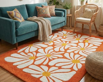 Sunflower Sunshine – Retro Rug - Etsy