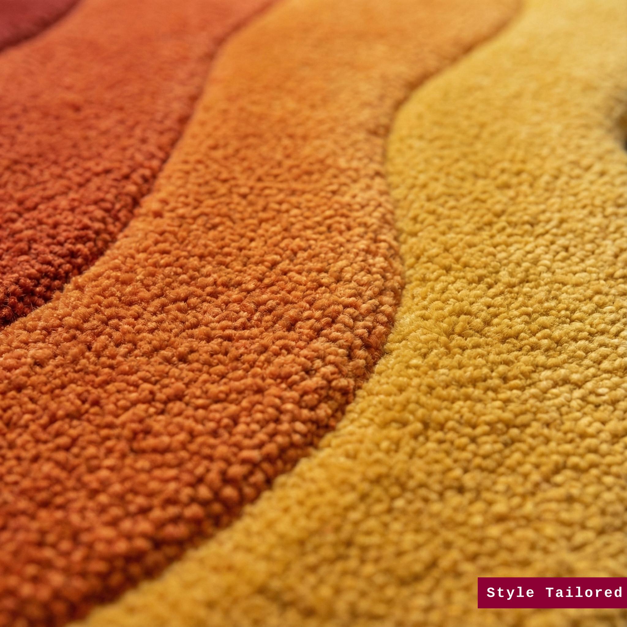 Hand Tufted Retro Rug – 70’s Style in Orange & Yellow Gradient - Etsy