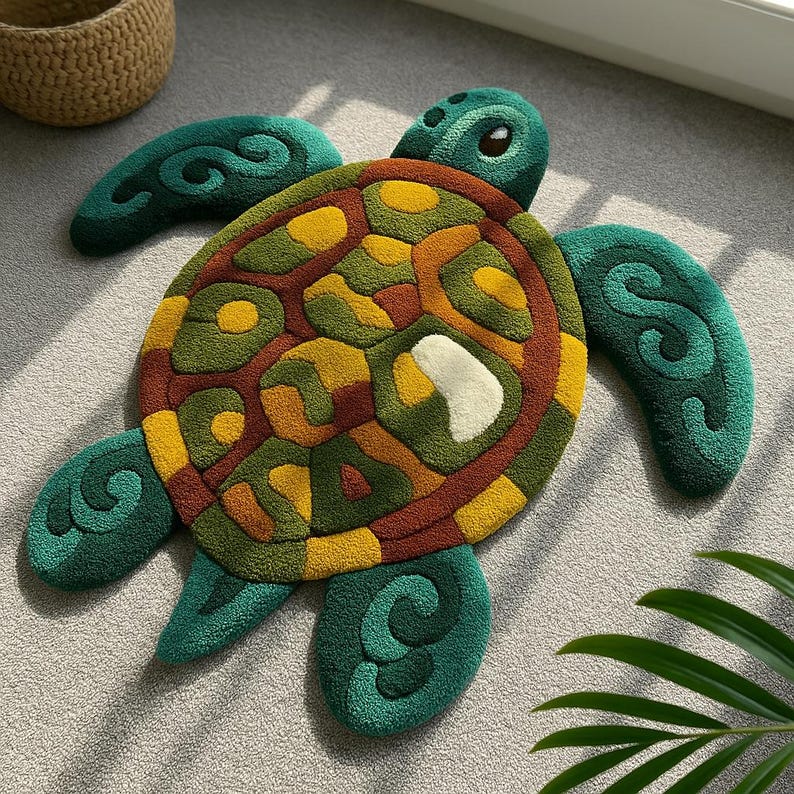Turtle School Rug Hand-tufted Sea Turtle Rug – Kids Room or Nursery Decorative Rug - Etsy
