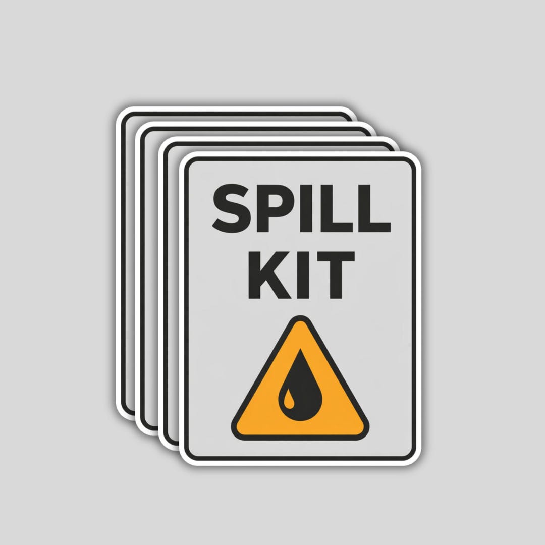Spill Response Sticker 4PCS “spill Kit” Stickers – Industrial Safety Warning Sign Gray Yellow ...