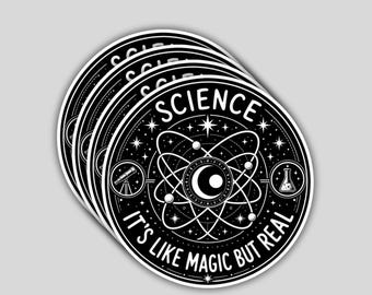 4PCS “Science It’s Like Magic But Real” Stickers – Science Teacher Waterproof Vinyl Decal Gift Set