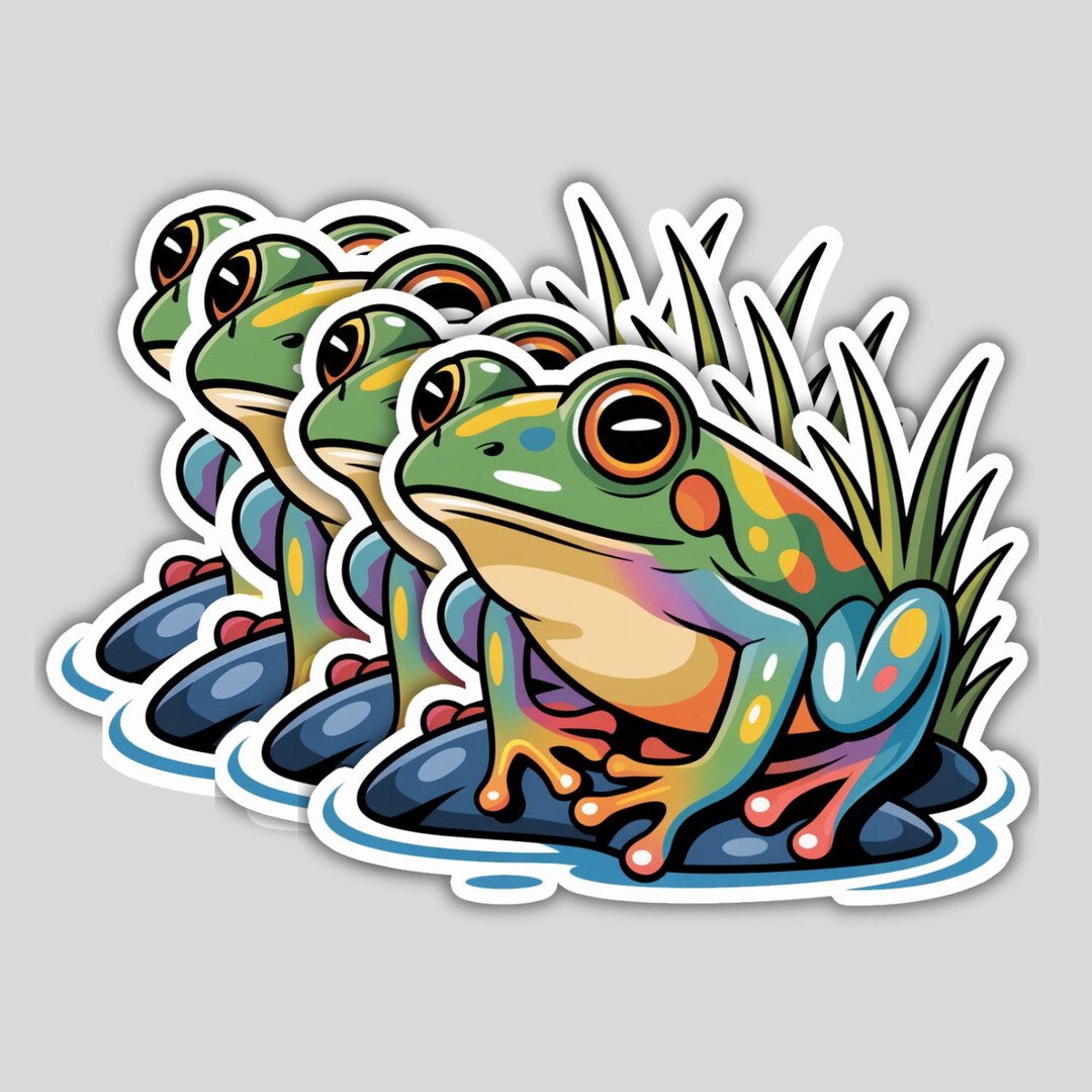 4pcs Tree Frog Lover Stickers – Cute Amphibian Vinyl Decals, Waterproof ...