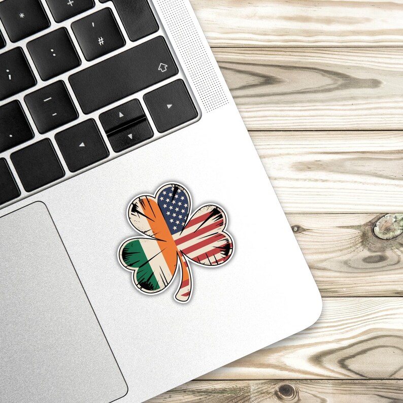 4PCS Irish American Shamrock Stickers – Ireland Clover Vinyl Decals – Patriotic Irish Pride Waterproof Stickers for Car, Truck, Laptop image 4
