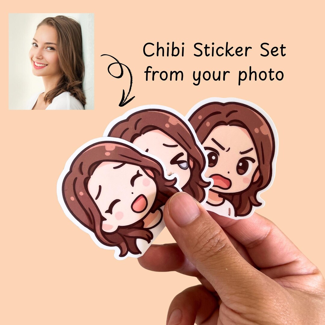 Expressionless Chibi Sticker Custom Chibi Emotion Sticker Set: Personalized Photo Stickers - Etsy