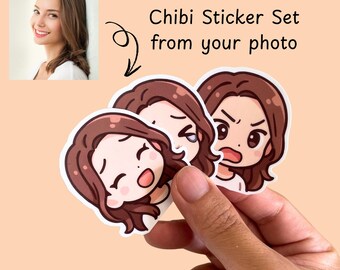 Custom Chibi Emotion Sticker Set: Personalized Photo Stickers