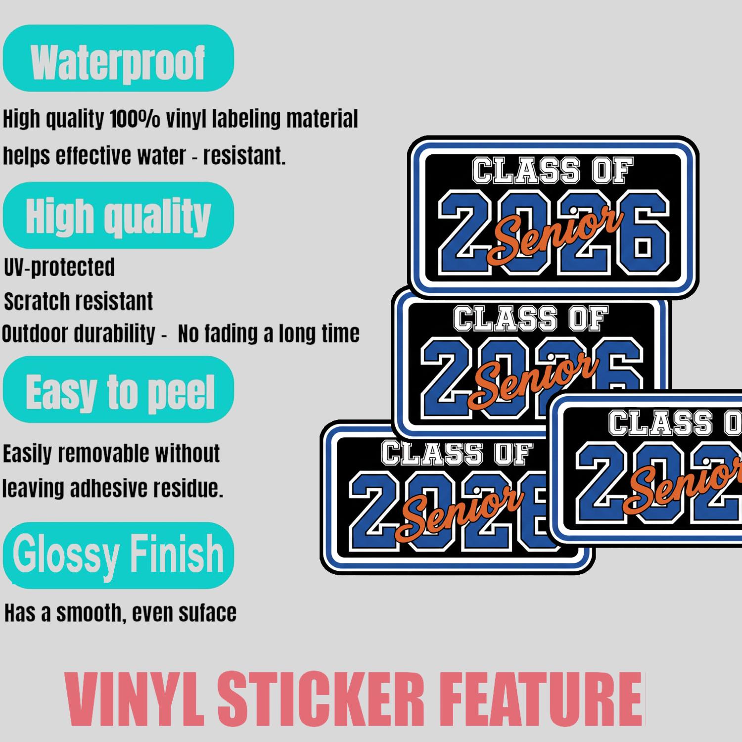 4PCS Class of 2026 Stickers – Graduation Senior Celebration Vinyl Decal ...