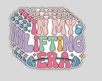 4 pegatinas "En mi era del levantamiento de pesas" – Divertidas pegatinas de vinilo para chicas de gimnasio, pegatinas motivacionales impermeables para portátil y vaso.