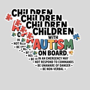 4PCS Autism Awareness Stickers: Children with Autism On Board - Waterproof Vinyl Decal