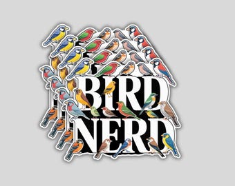 4PCS Bird Nerd Stickers: Waterproof Vinyl Decals for Bird Lovers