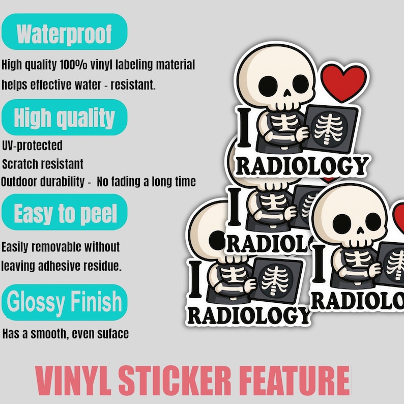4pcs I Love Radiology Stickers – Radiologic Technologist Vinyl Decals ...