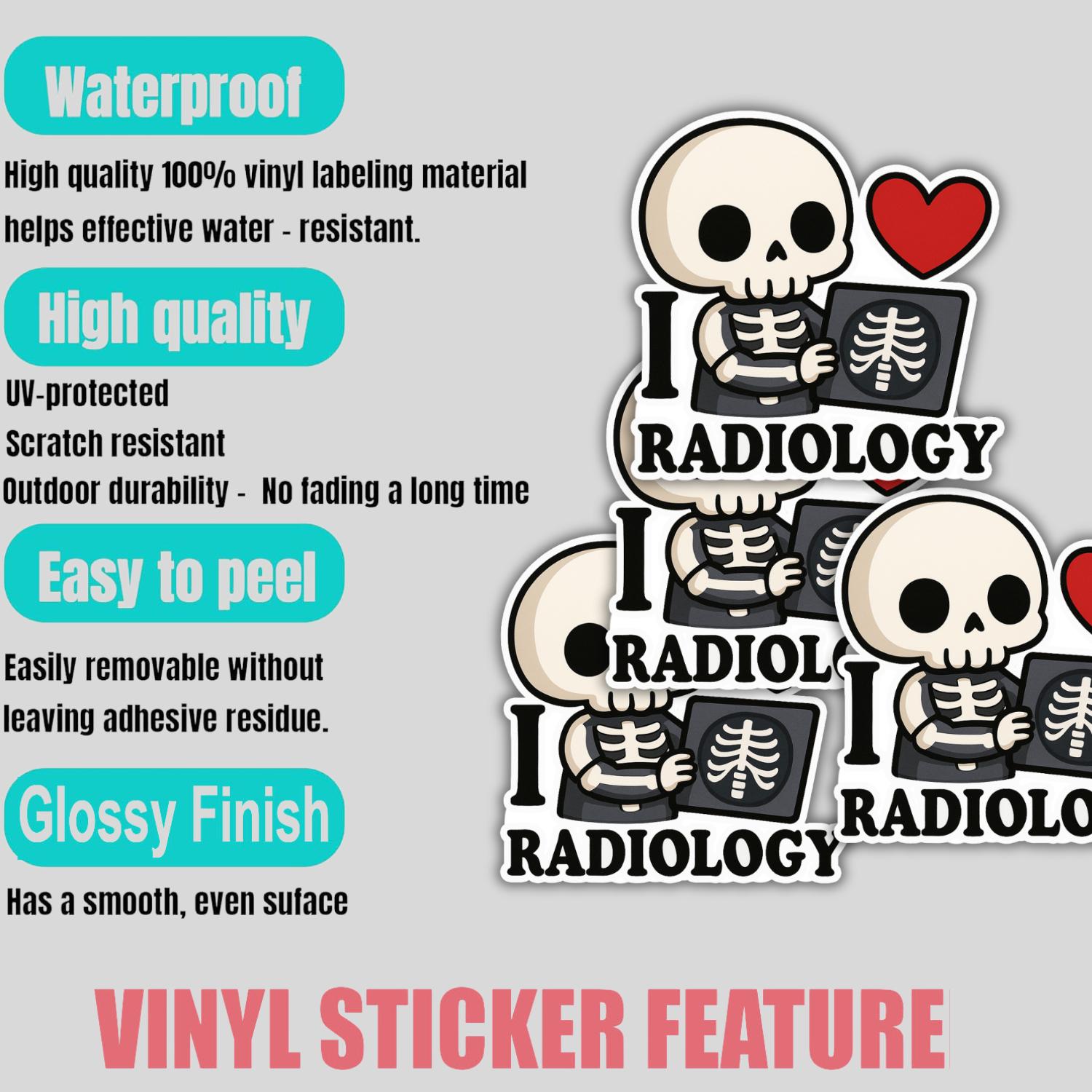 Mri Scanner Sticker 4pcs I Love Radiology Stickers – Radiologic Technologist Vinyl Decals ...