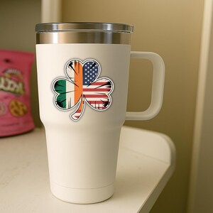4PCS Irish American Shamrock Stickers – Ireland Clover Vinyl Decals – Patriotic Irish Pride Waterproof Stickers for Car, Truck, Laptop image 3