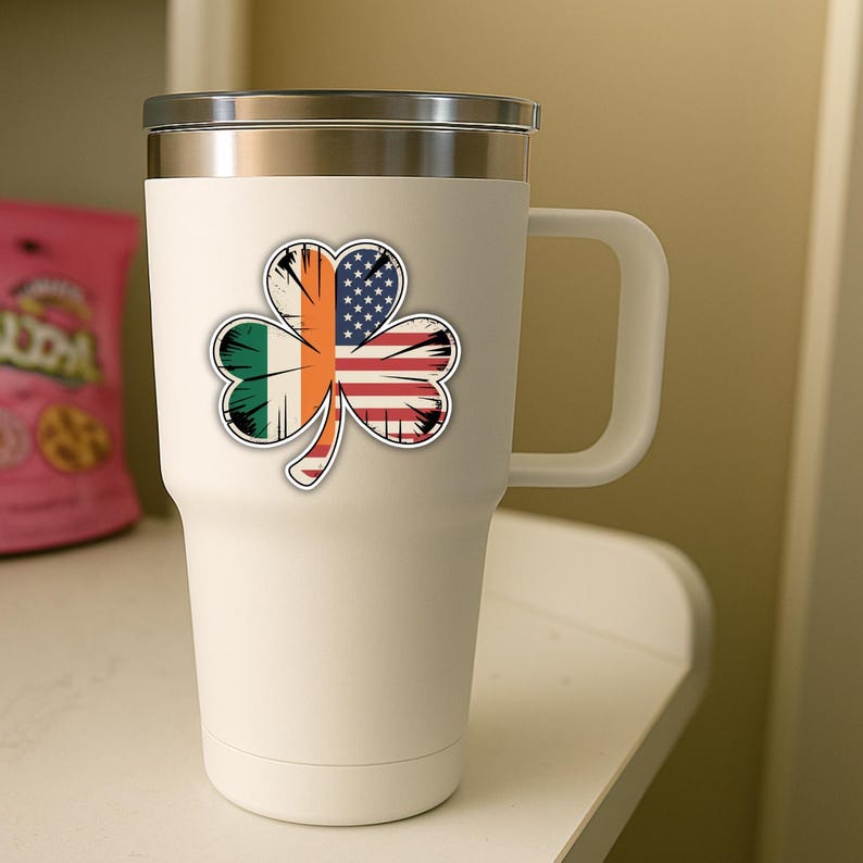 4PCS Irish American Shamrock Stickers – Ireland Clover Vinyl Decals – Patriotic Irish Pride Waterproof Stickers for Car, Truck, Laptop image 3
