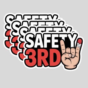 Funny Safety 3rd Stickers: Waterproof Decals for Hard Hat, Toolbox, Laptop