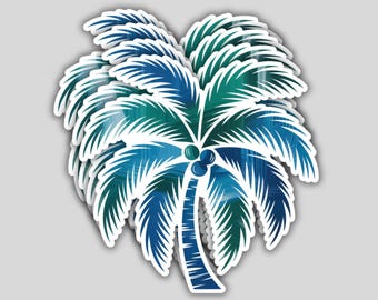 4 Pack Tropical Palm Tree Stickers – Beach Summer Aesthetic Waterproof Vinyl Decal Gift Set