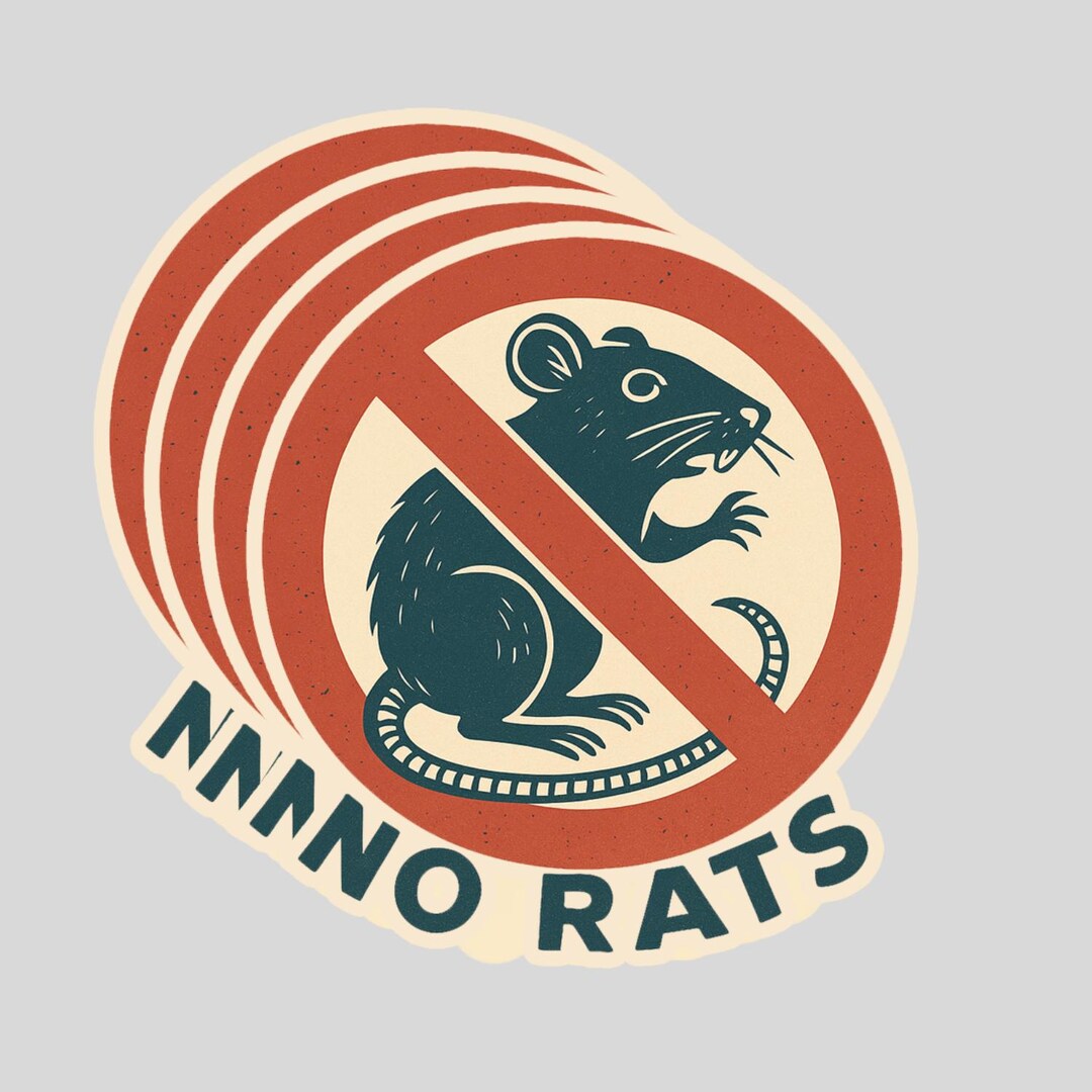 4PCS “no Rats” Stickers – Funny Retro Style Vinyl Decal Gift Set, Size ...