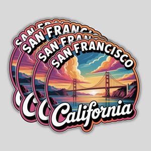 4PCS San Francisco Sticker Set: Waterproof Vinyl Decals, California Travel Souvenir