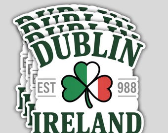 4pcs Dublin Ireland Clover Stickers – Waterproof Irish Travel Vinyl Decals