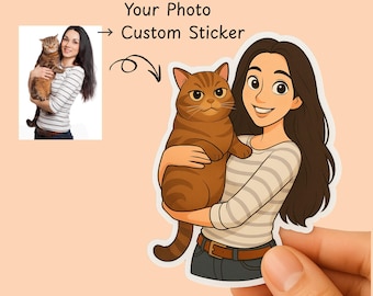 Custom Photo Sticker: Cartoon, Chibi, Caricature Styles - 3 inch