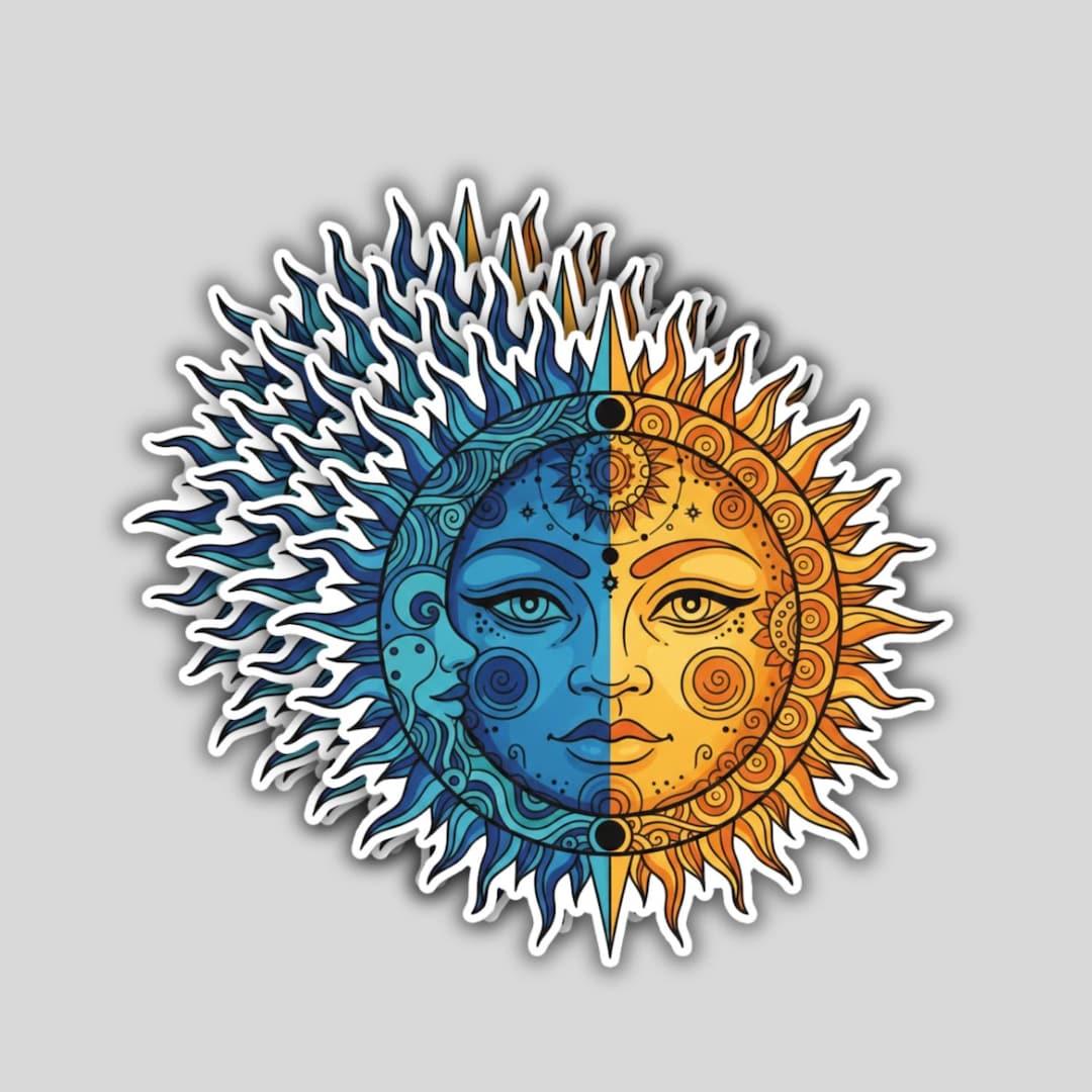 4PCS Sun and Moon Stickers – Bohemian Celestial Art Vinyl Decal Gift ...