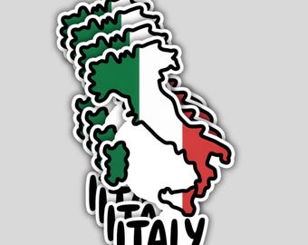 4pcs Italy Map with Flag Stickers – Italian Travel Vinyl Decals