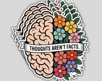 4PCS Thoughts Aren’t Facts Stickers: Mental Health CBT Therapy Vinyl Decals