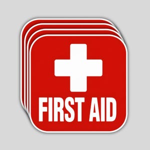 Waterproof First Aid Kit Stickers: Durable Emergency Supply Labels (4 Pcs)