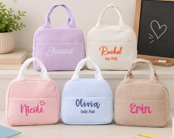 Bolsa para el almuerzo / Regalo personalizado para la vuelta al cole / Fiambrera con nombre personalizado / Primer día de clase / Bolsa térmica para el almuerzo