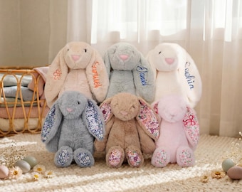Personalized Easter Bunny Plush | Monogrammed Bunny Rabbit | Embroidered Stuffed Animal | Nursery Decor | Gifts for Twins | Birthday Gift