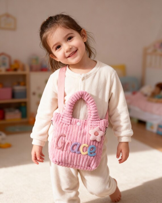 Custom baby travel bag, personalized diaper tote for girls, small crossbody purse for daycare, preschool, and toddler essentials