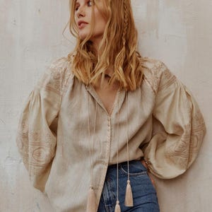 Linen blouse “Boho” - Embroidered boho shirt, Ukrainian folk top, Peasant blouse made of natural fabric, Ethnic style A perfect gift for her