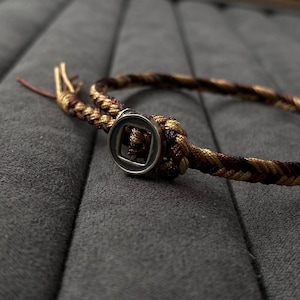 Japanese Lucky Knot Bracelet | Handmade Kumihimo Cord with Peace Amulet Ring | Protection Charm | Adjustable Friendship Gift