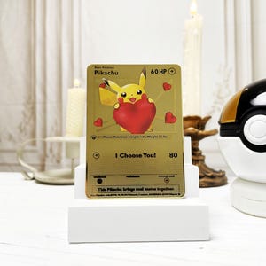 Cartão de metal dourado - Anime - Eu escolho você - Presente fofo para namorados, namoradas, feriados, dia dos namorados, ocasiões românticas