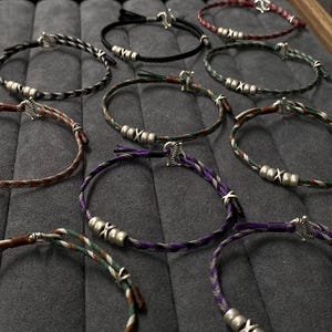 Japanese Braided Cord Bracelet | Handmade Kumihimo Rope with Metal Beads | Protection Amulet | Couple & Friendship Gift