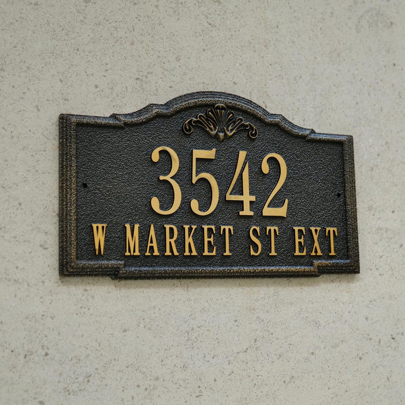 Custom Cast Metal Address Plaques, Handmade Signage, Elegant Black ...