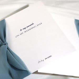 Geloftekaarten Gepersonaliseerde "Aan mijn" trouwkaarten Aan mijn moeder Aan mijn vader Aan mijn schoonouders Aan mijn bruidsmeisje Trouwkaart met lint