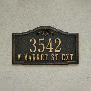 Placas de dirección de metal fundido personalizadas, señalización artesanal, elegantes placas de matrícula negras, letreros de calle personalizados, placas de puerta personalizadas