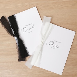 Biglietto di auguri per il matrimonio personalizzato Un set di biglietti per il mio sposo e per la mia sposa Biglietto per il giorno delle nozze con nastro