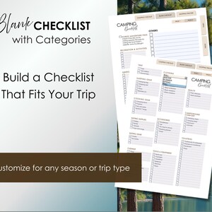 Camping Planner PDF: Fillable Checklist, Menu, Budget Tracker (Printable Format) image 5