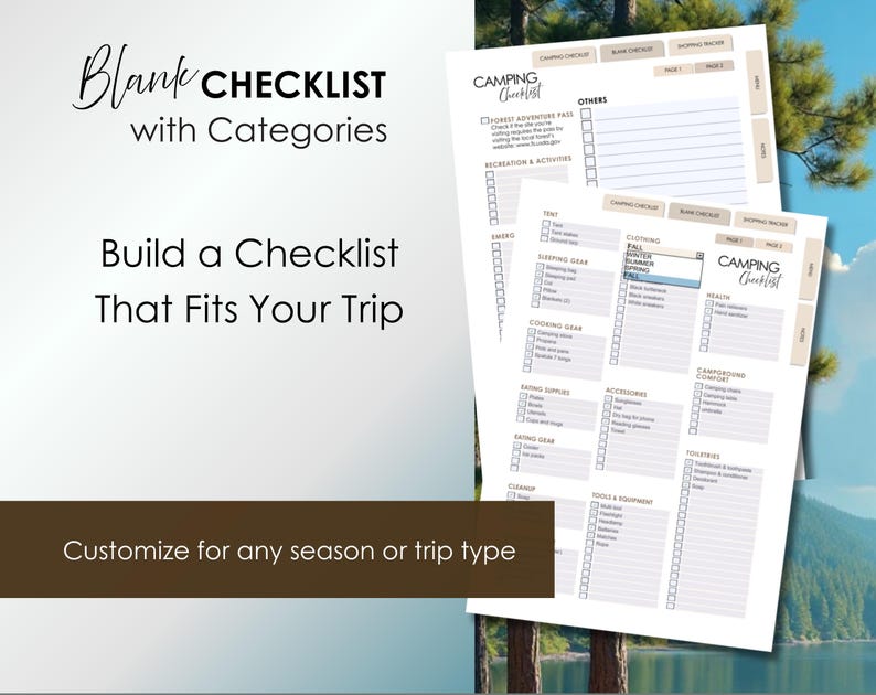 Camping Planner PDF: Fillable Checklist, Menu, Budget Tracker (Printable Format) image 5
