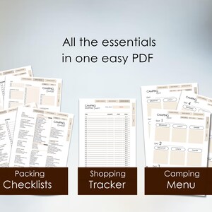 Camping Planner PDF: Fillable Checklist, Menu, Budget Tracker (Printable Format) image 3