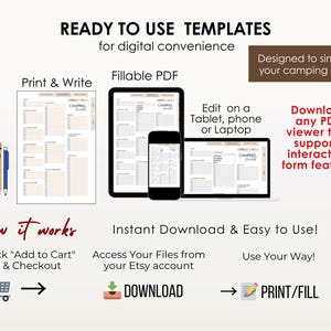 Camping Planner PDF: Fillable Checklist, Menu, Budget Tracker (Printable Format) image 14