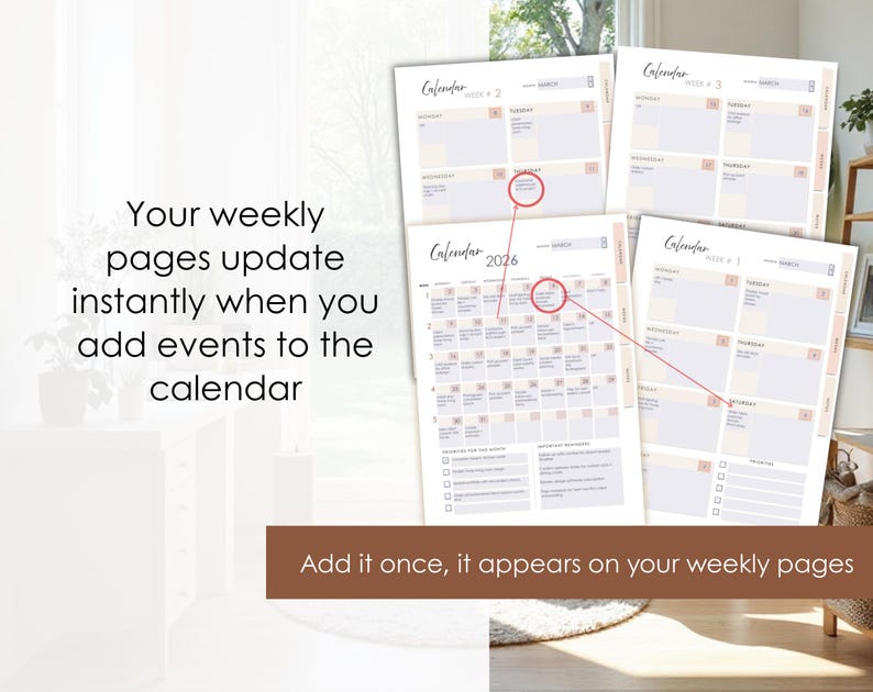 Digital Calendar.pdf Undated Digital Calendar PDF – Fillable Layout With Notes, Priorities ...