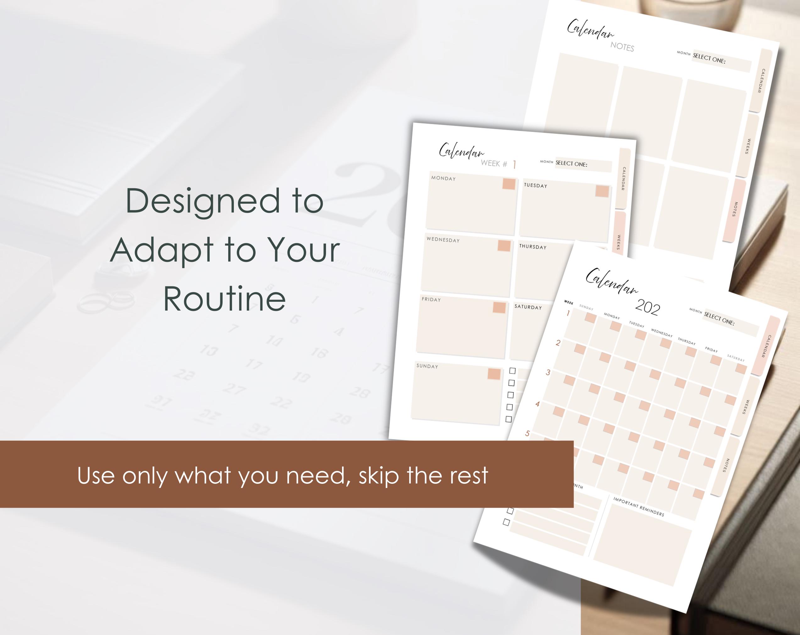 Digital Calendar.pdf Undated Digital Calendar PDF – Fillable Layout With Notes, Priorities ...