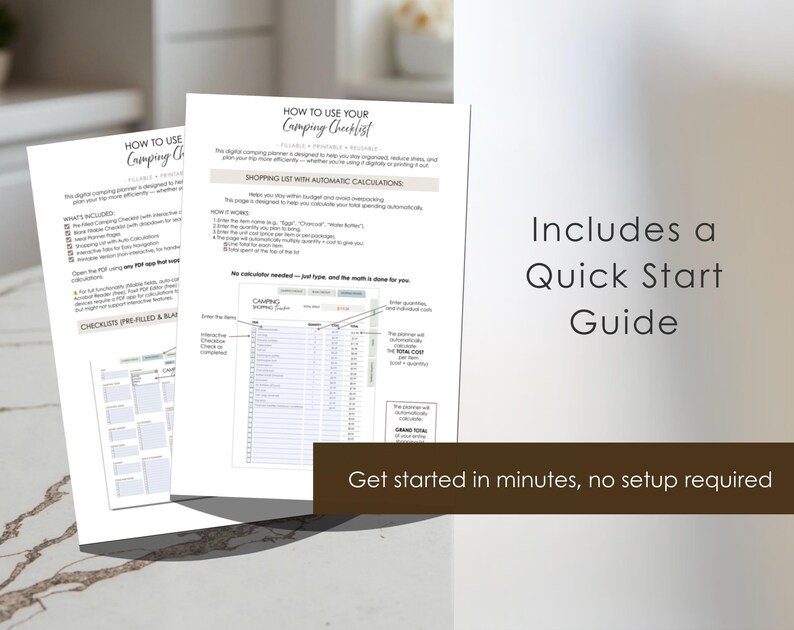 Camping Planner PDF: Fillable Checklist, Menu, Budget Tracker (Printable Format) image 11