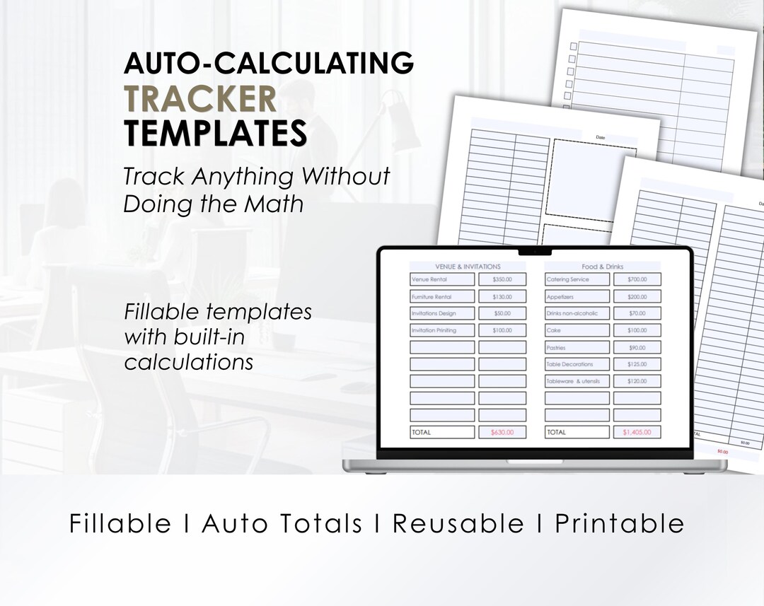 Percent Tracker Pdf Auto Calculating Tracker Templates Fillable PDF Auto Total Budget and ...