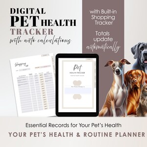 Fillable Pet Health Tracker PDF, Vet Visits, Vaccinations, Meds, Emergency Plan, Interactive Tabs