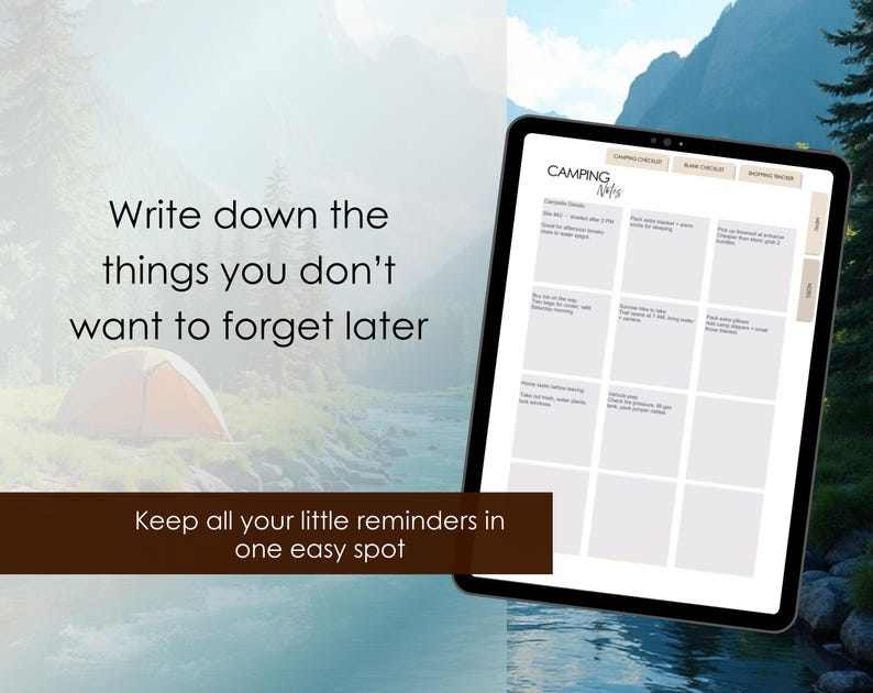 Camping Planner PDF: Fillable Checklist, Menu, Budget Tracker (Printable Format) image 9